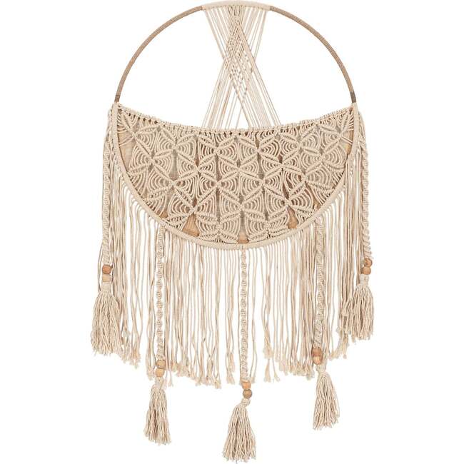 Charlie Farmhouse Macrame Boho Toy Storage Basket with Tassels