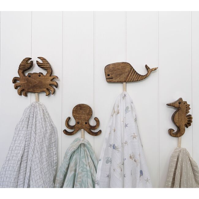 Cove 4-pc. Coastal Wooden Nursery Wall Hooks - Wall Décor - 7