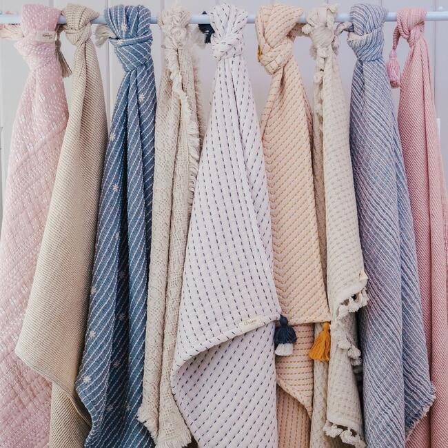 Cotton Waffle Knit Baby Blanket (Cream) - Blankets - 5