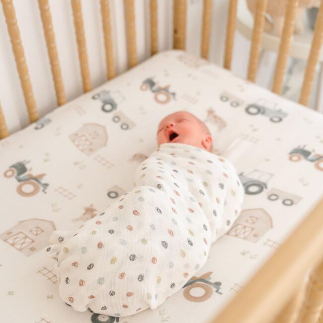 Charlie Farmhouse Tractor Crib Fitted Sheet for Baby Nursery - Crib Sheets - 4