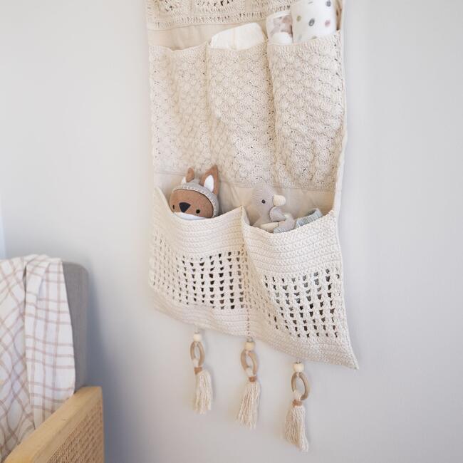 Charlie Farmhouse Wall Storage Organizer with Pockets - Storage Baskets - 4