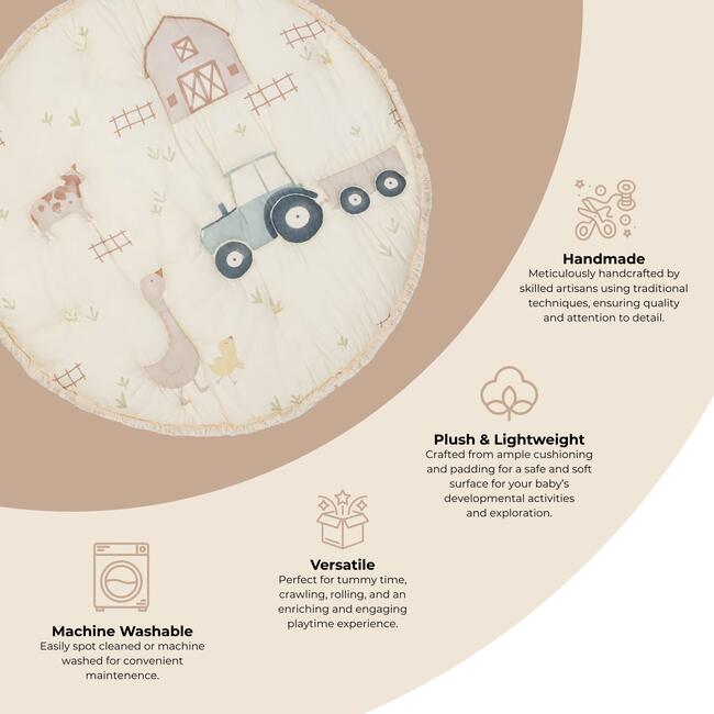 Charlie Farmhouse Quilted Baby Play Mat - Playmats - 4