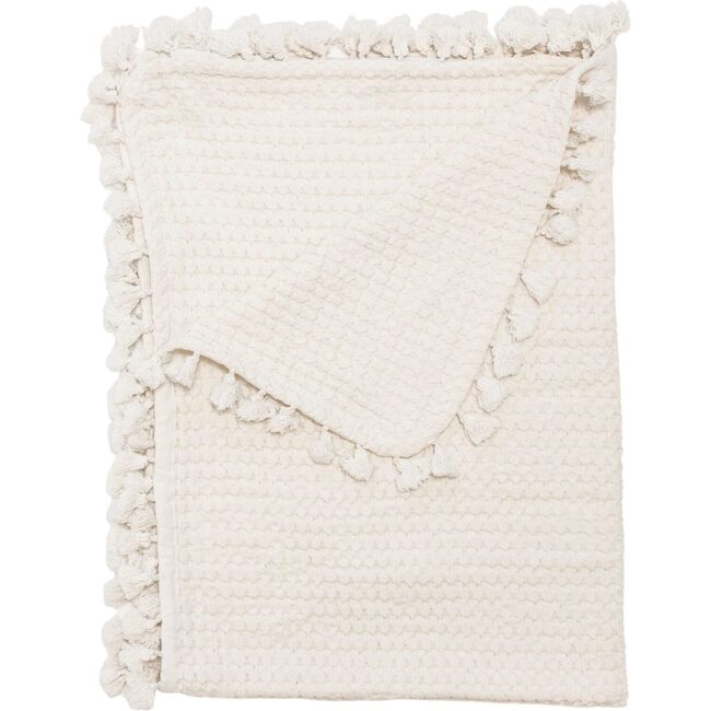 Cotton Waffle Knit Baby Blanket (Cream) - Blankets - 7