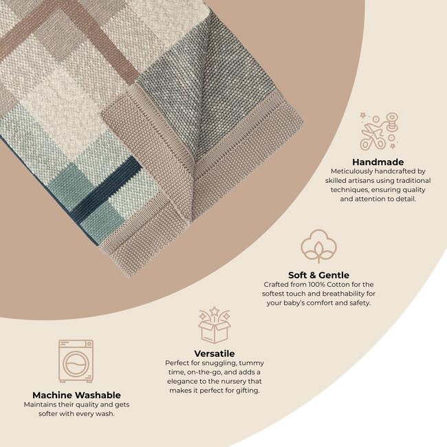 Charlie Farmhouse Knitted Plaid Baby Blanket - Blankets - 3