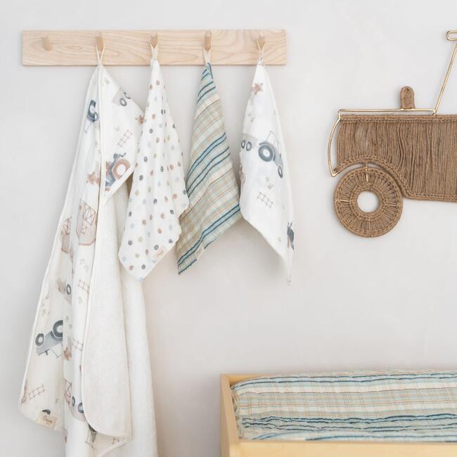 Charlie Farmhouse Tractor Baby Bath Towel & Wash Cloth Set - Towels - 5