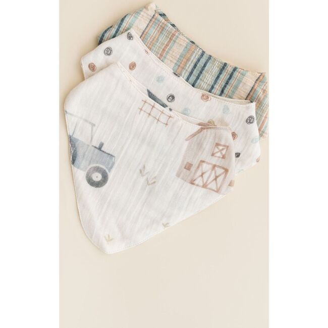 Charlie 3-pc. Farmhouse Tractor Muslin Baby Bib Set - Bibs - 4