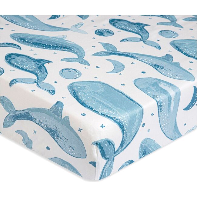 Caspian Fitted Whale Crib Sheet