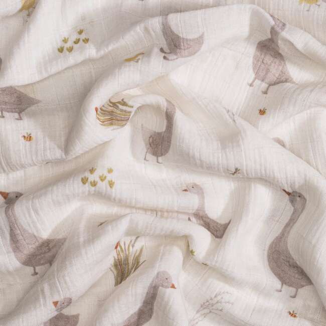 Charlie 2-pc. Farmhouse Goose/Check Muslin Swaddle Set - Swaddles - 3