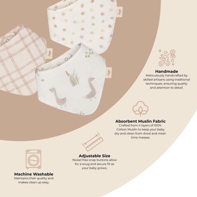 Charlie 3-pc. Farmhouse Goose Baby Bib Set - Bibs - 3