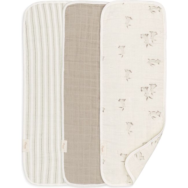 Avery 3-pc. Organic Cotton Newborn Burp Cloth Set (Bunny)