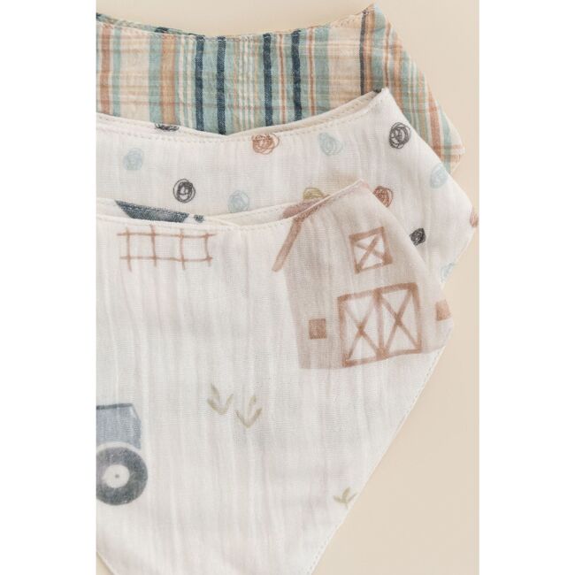 Charlie 3-pc. Farmhouse Tractor Muslin Baby Bib Set - Bibs - 6