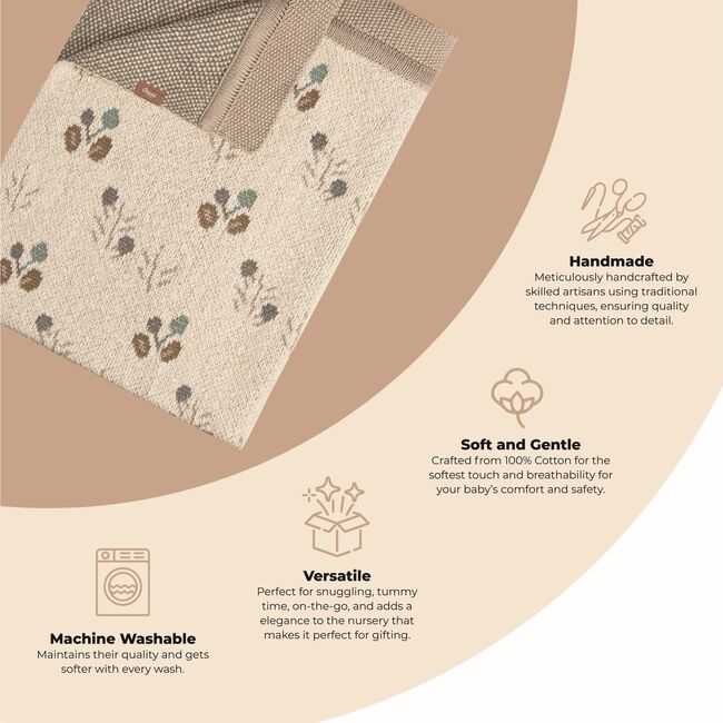 Avery Organic Cotton Reversible Baby Blanket - Blankets - 3