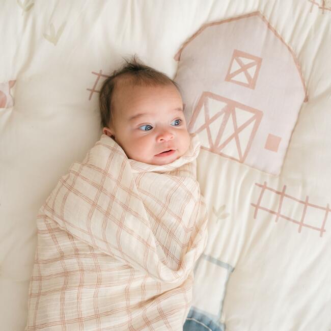 Charlie 2-pc. Farmhouse Goose/Check Muslin Swaddle Set - Swaddles - 5