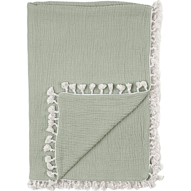 6-Layer Muslin Cotton Baby Blanket (Green Fern)