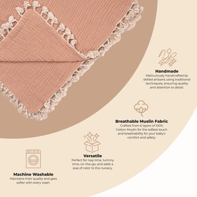 6-Layer Muslin Cotton Baby Blanket (Copper)