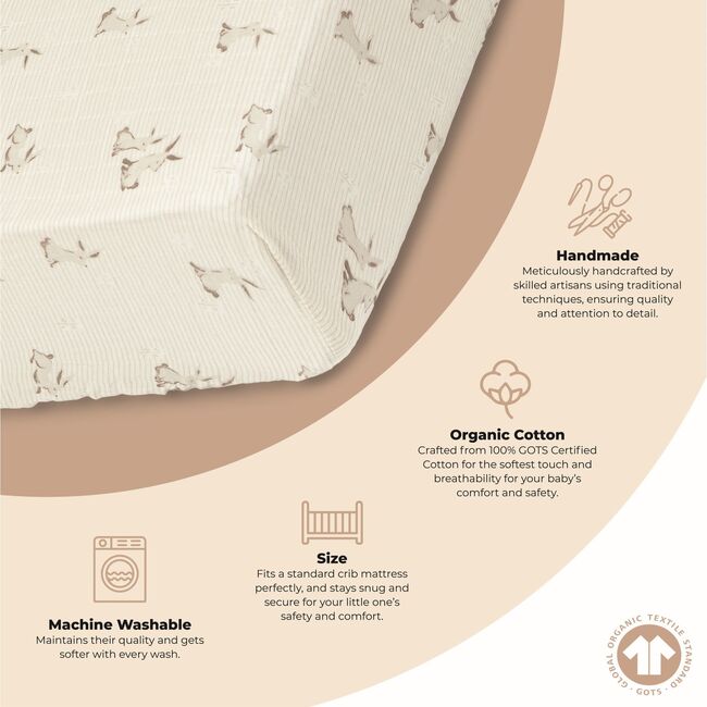 Avery Organic Cotton Fitted Bunny Crib Sheets - Crib Sheets - 3