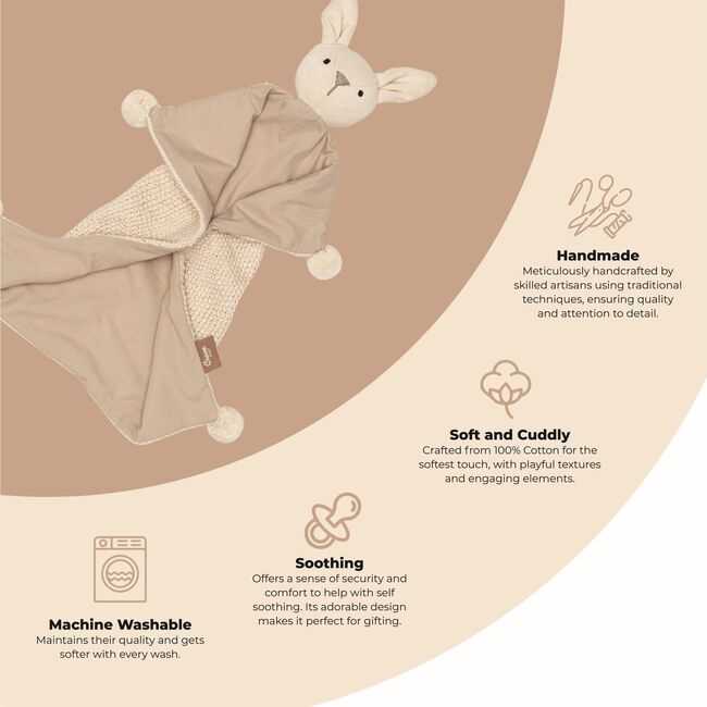 Avery Organic Cotton Baby Lovey Blanket (Ollie The Bunny) - Blankets - 4