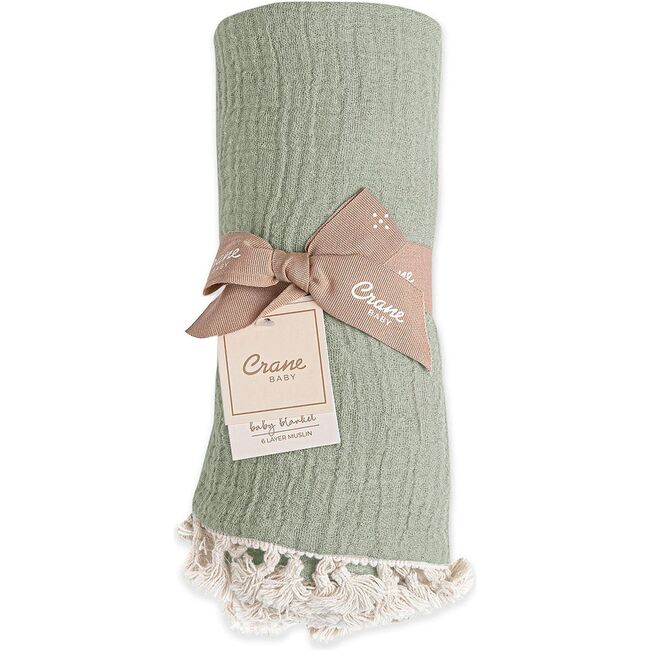6-Layer Muslin Cotton Baby Blanket (Green Fern) - Blankets - 4