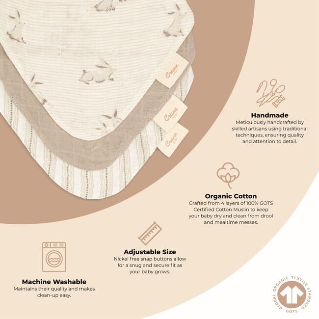 Avery 3-pc. Organic Cotton Baby Bib Set (Bunny) - Bibs - 5