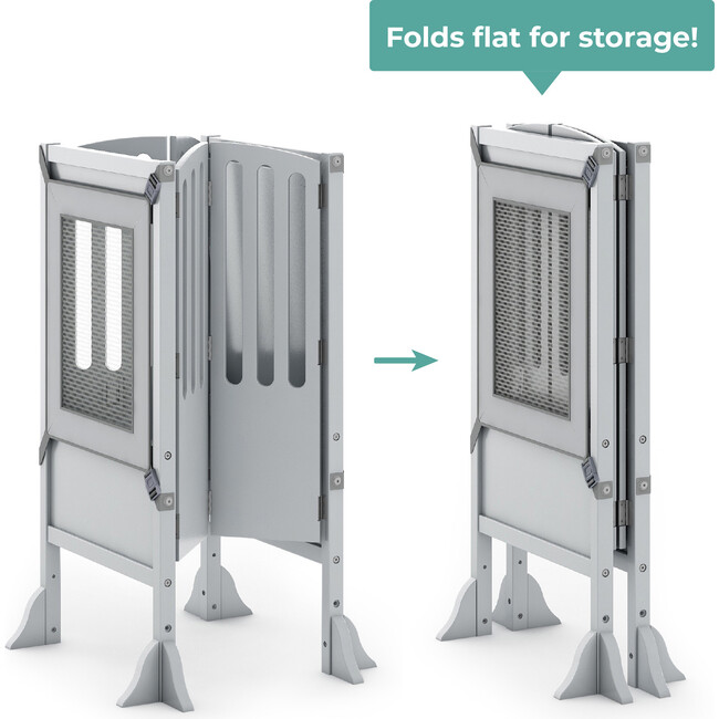 Contemporary Kitchen Helper Stool, Gray - Kitchen Helper - 3