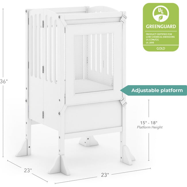 Contemporary Kitchen Helper Stool, White - Kitchen Helper - 6