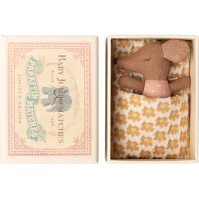 Sleepy wakey baby mouse in matchbox - Rose