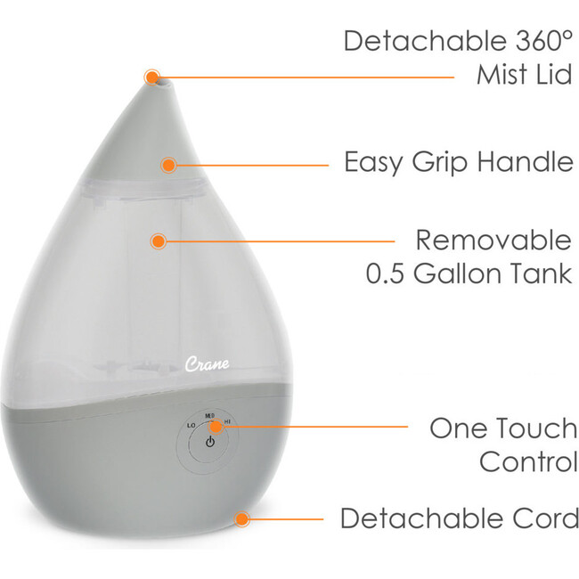 Droplet Cool-Mist Humidifier with Vapor Tray, 0.5. Gal. - Blue & White