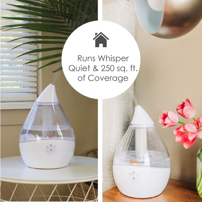 Droplet Cool-Mist Humidifier with Vapor Tray, 0.5. Gal. - Clear & White - Humidifiers - 5