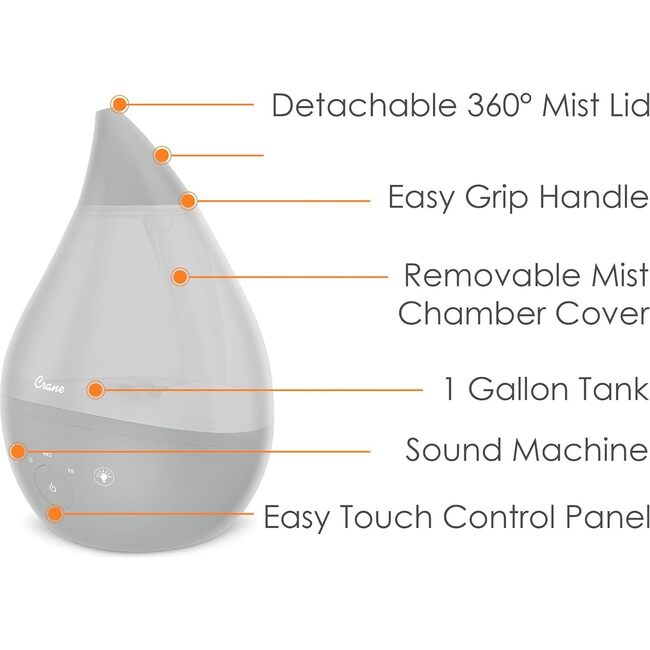 Drop 2.0 , 4-in-1 Cool-Mist Humidifier with Aroma Tray & Sound Machine - Grey - Humidifiers - 3