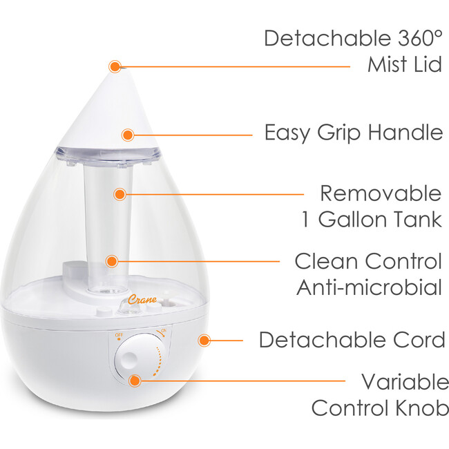 Drop Cool-Mist Humidifier, 1 Gal. - Blue & White