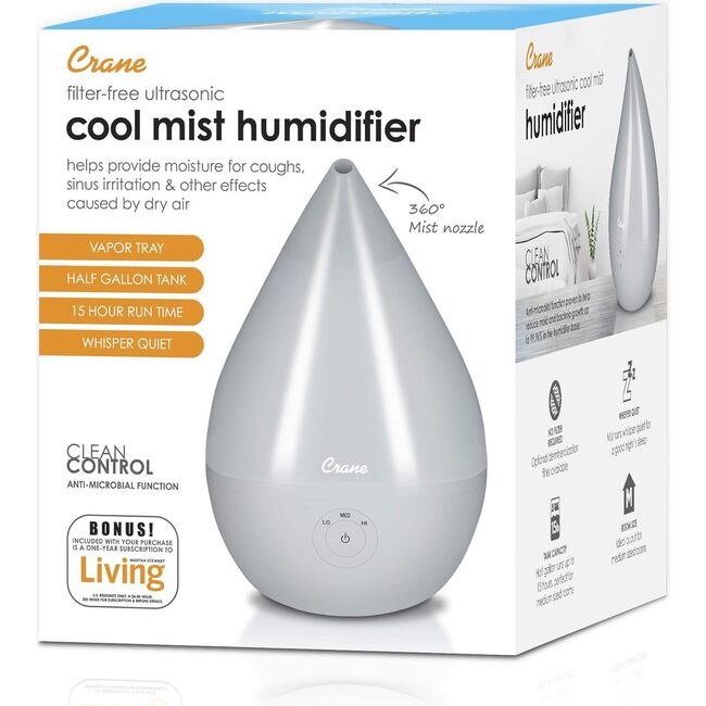 Droplet Cool-Mist Humidifier with Vapor Tray, 0.5. Gal. - Slate - Humidifiers - 7