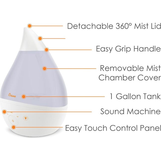 Drop 2.0 , 4-in-1 Cool-Mist Humidifier with Aroma Tray & Sound Machine - White - Humidifiers - 4