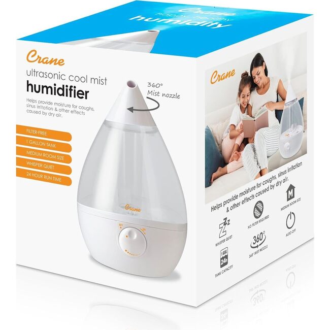 Drop Cool-Mist Humidifier, 1 Gal. - Clear & White - Humidifiers - 6