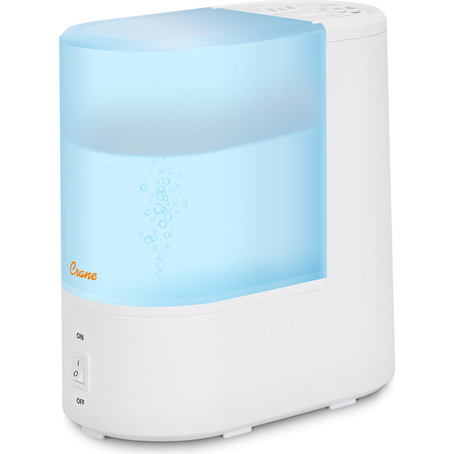 Crane Warm Mist Humidifier, 0.5 Gallon Tank, Steam Treatment with Vapor Pad Tray, Auto Shut-Off, Filter-Free, Quiet for Bedroom & Home