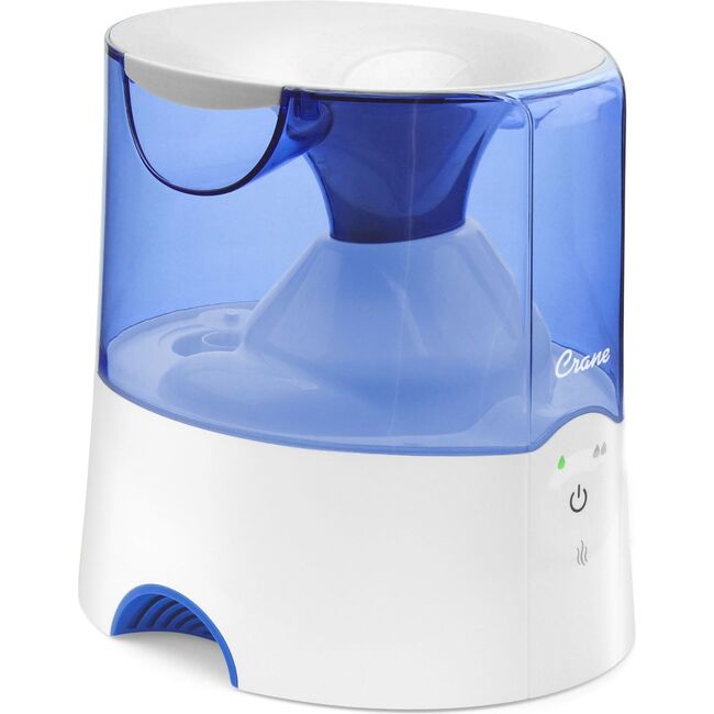 Crane Warm Mist Humidifier, 0.5 Gallon, Pure Mist, Air Humidifier for Home Bedroom and Office, Blue & White