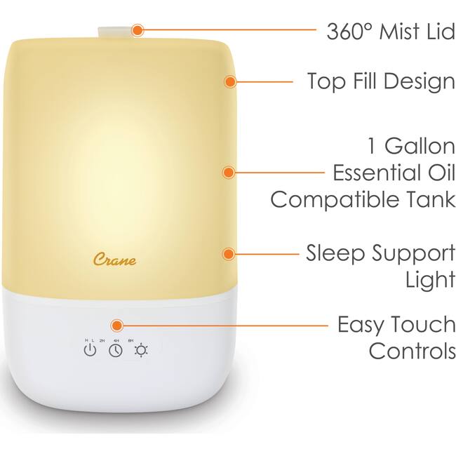 Top Fill Cool Mist Humidifier - 1 Gallon with Sleep Support Light & Essential Oil Tray - Humidifiers - 3