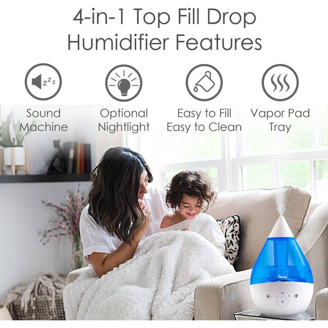 Drop 2.0 , 4-in-1 Cool-Mist Humidifier with Aroma Tray & Sound Machine - Blue & White - Humidifiers - 5