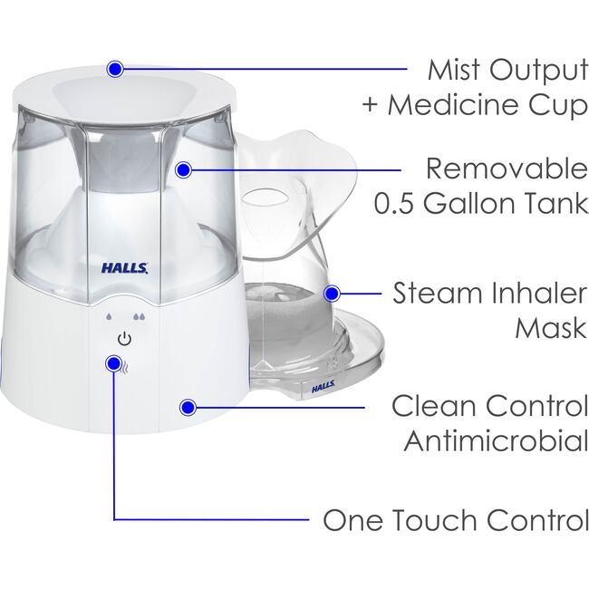 HALLS® 2-in-1 0.5 Gal. Warm Mist Humidifier & Steam Inhaler
