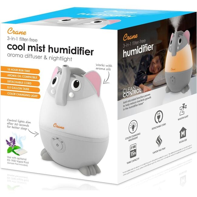 Adorable Humidifier, Mini Elephant, Cool Mist Humidifier with Vapor Tray, 0.5 Gal. - Humidifiers - 5
