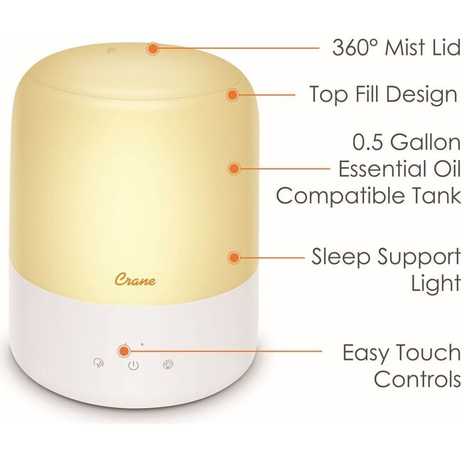 3-in-1 Compact Humidifier - 0.5 Gallon with Sleep Support Light & Aroma Diffuser - Humidifiers - 3