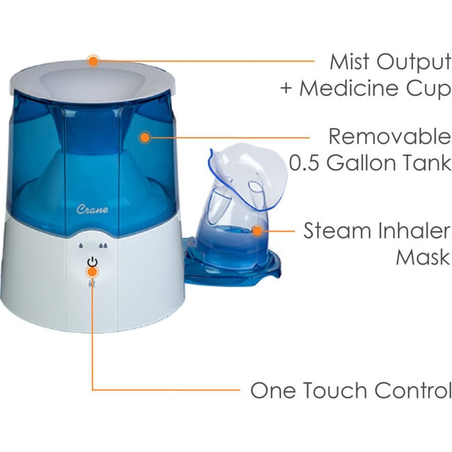 0.5 Gal. 2-in-1 Warm Mist Humidifier & Respiration Steam Inhaler for Personal Therapeutic Use - Humidifiers - 3