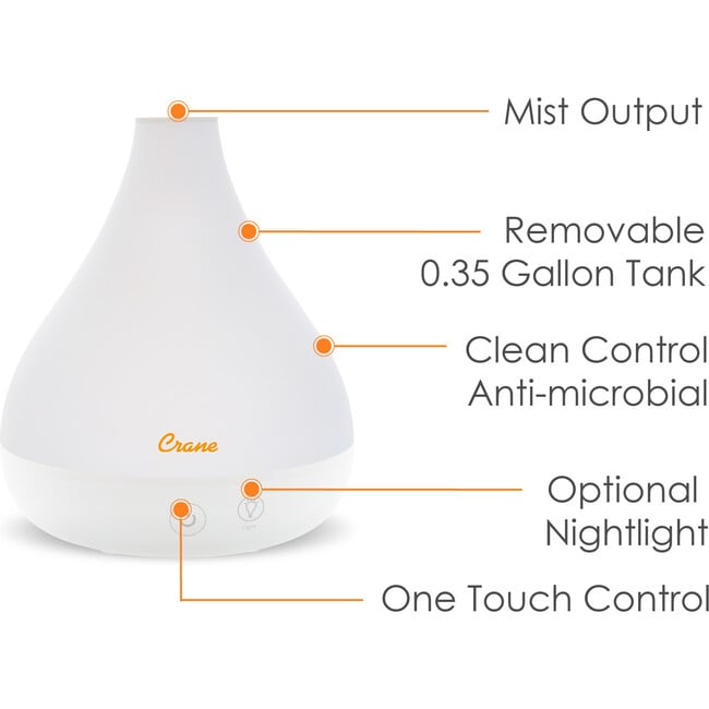 0.35 Gal. 2-in-1 Ultrasonic Cool Mist Humidifier & Aroma Diffuser for Small Rooms - Humidifiers - 3