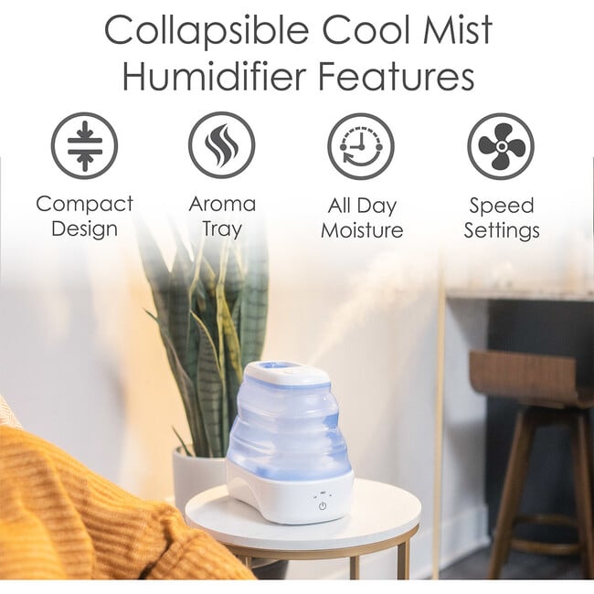 1 Gal. Cool Mist Collapsible Humidifier, Blue/White, Top Fill, for Medium Rooms Up to 500 sq. ft. - Humidifiers - 6