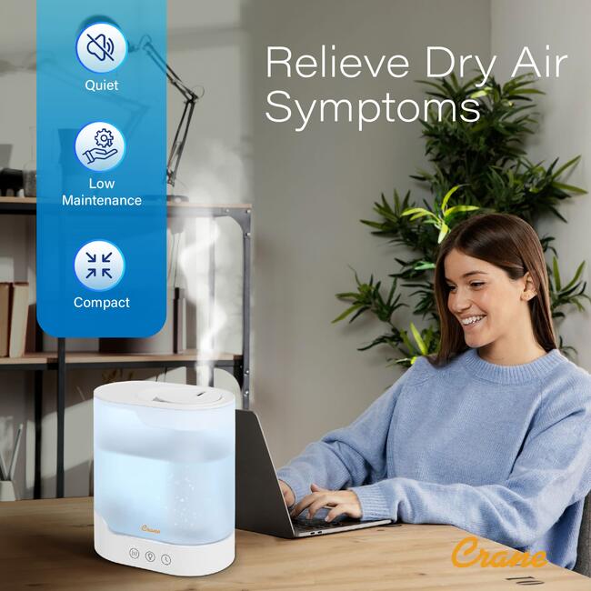 Crane 0.7 Gallon Top Fill Cool Mist Humidifier and Aroma Diffuser, with Color-Changing Night Light and Aroma Diffuser Function, Humidifier For Bedroom, Office or Nursery - Humidifiers - 6