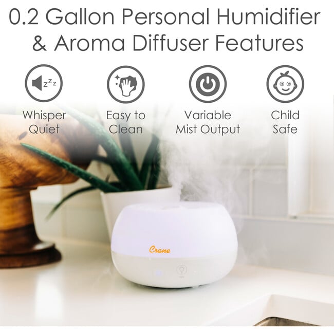 0.2 Gal. 2-in-1 Ultrasonic Cool Mist Humidifier & Aroma Diffuser for Small Rooms - Humidifiers - 3