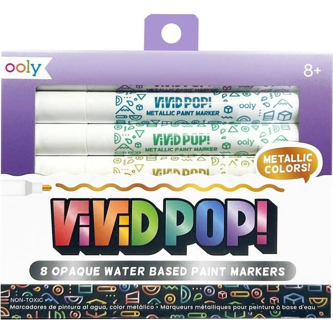 Vivid POP Opaque Water Based Paint Markers, Metalic Colors