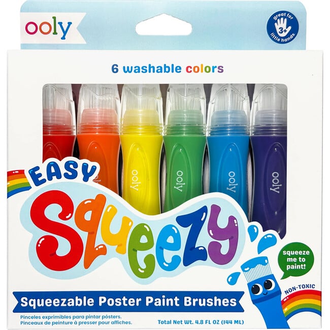 Easy Squeezy Squeezable Poster Paint Brushes - Set of 6