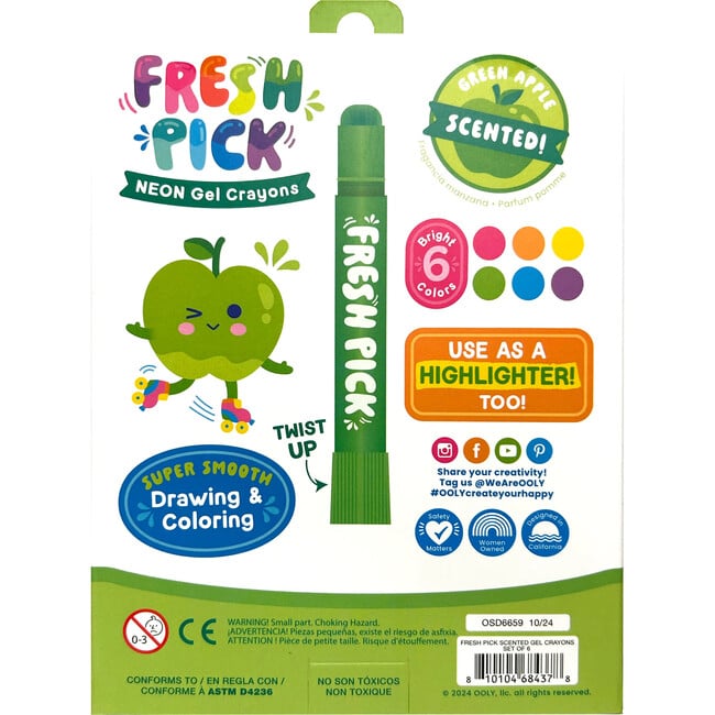Fresh Pick Apple Scented Neon Gel Crayons