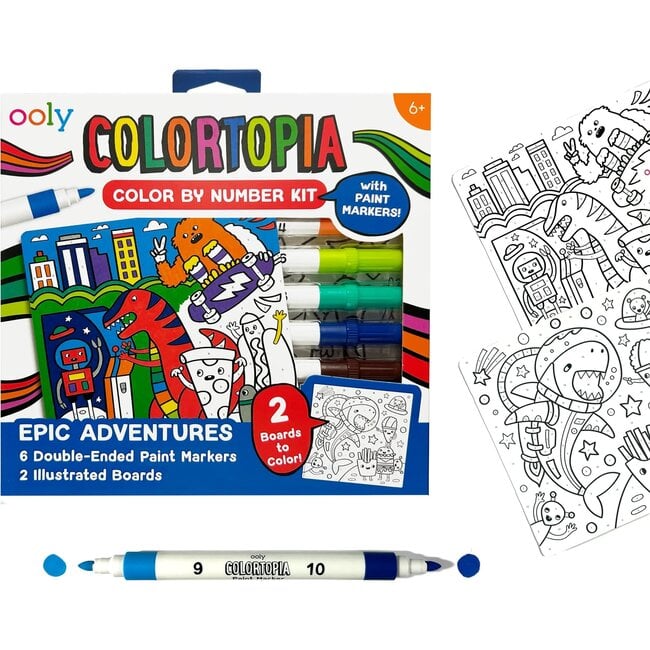 Colortopia Color By Number Paint Marker Kit - Epic Adventures