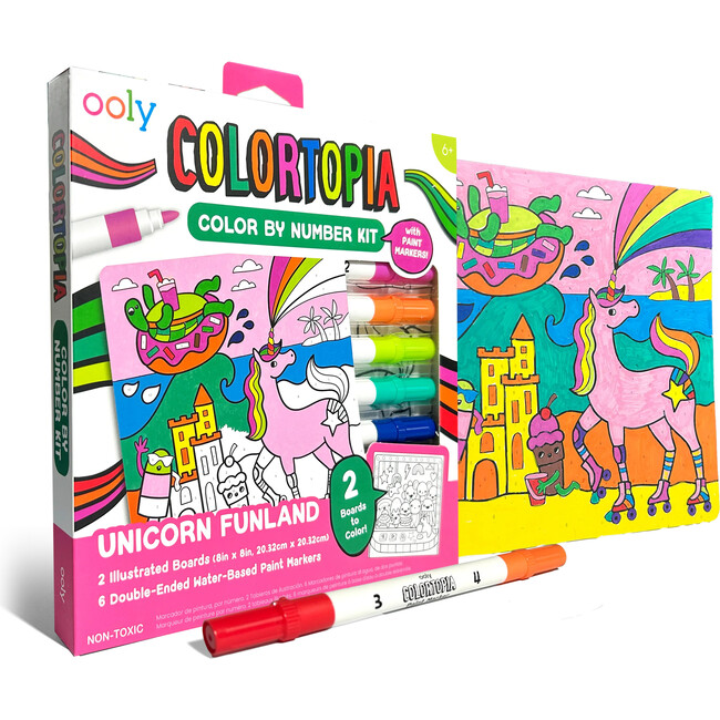 Colortopia Color By Number Paint Marker Kit - Unicorn Funland